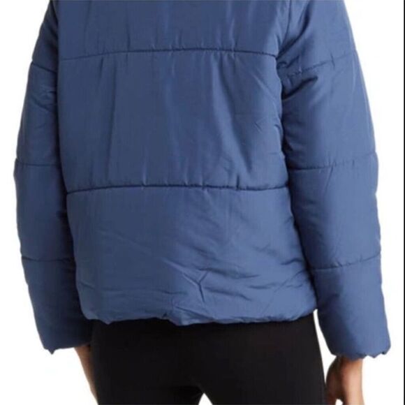 Z By Zella Women's Puffer Jacket Blue Small Full Zip Long Sleeve Mock Neck - Picture 3 of 9